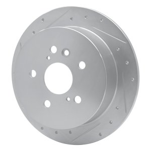 Lexus RX330 Brake Rotor (1) - Rear Left - R1 Concepts - Drilled & Slotted - Silver - `04-`09